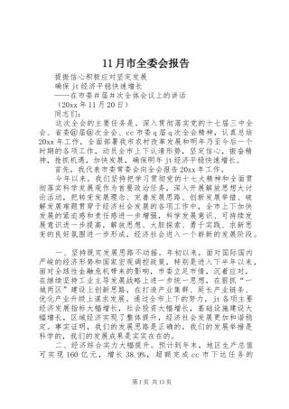 11月市全委会报告