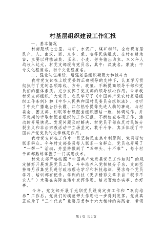 村基层组织建设工作汇报