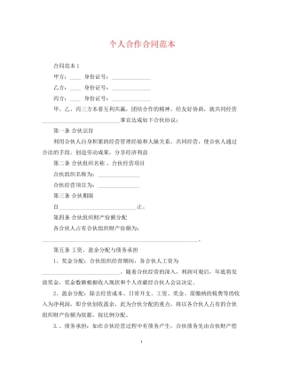 个人合作合同范本