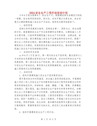 2024安全生产三项行动活动计划
