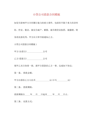 小贷公司借款合同模板