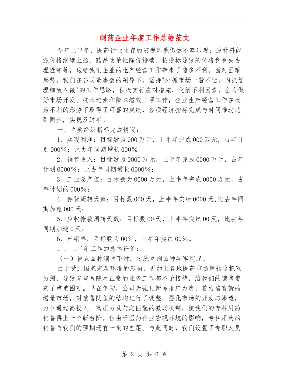 制药企业年度工作总结范文_第2页