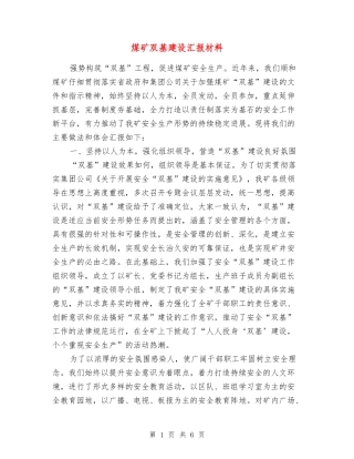 煤矿双基建设汇报材料