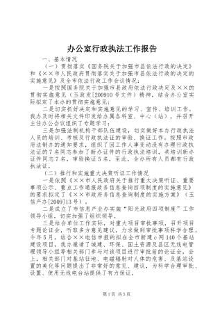 办公室行政执法工作报告