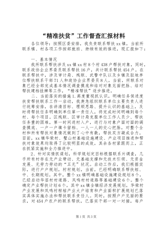 “精准扶贫”工作督查汇报材料