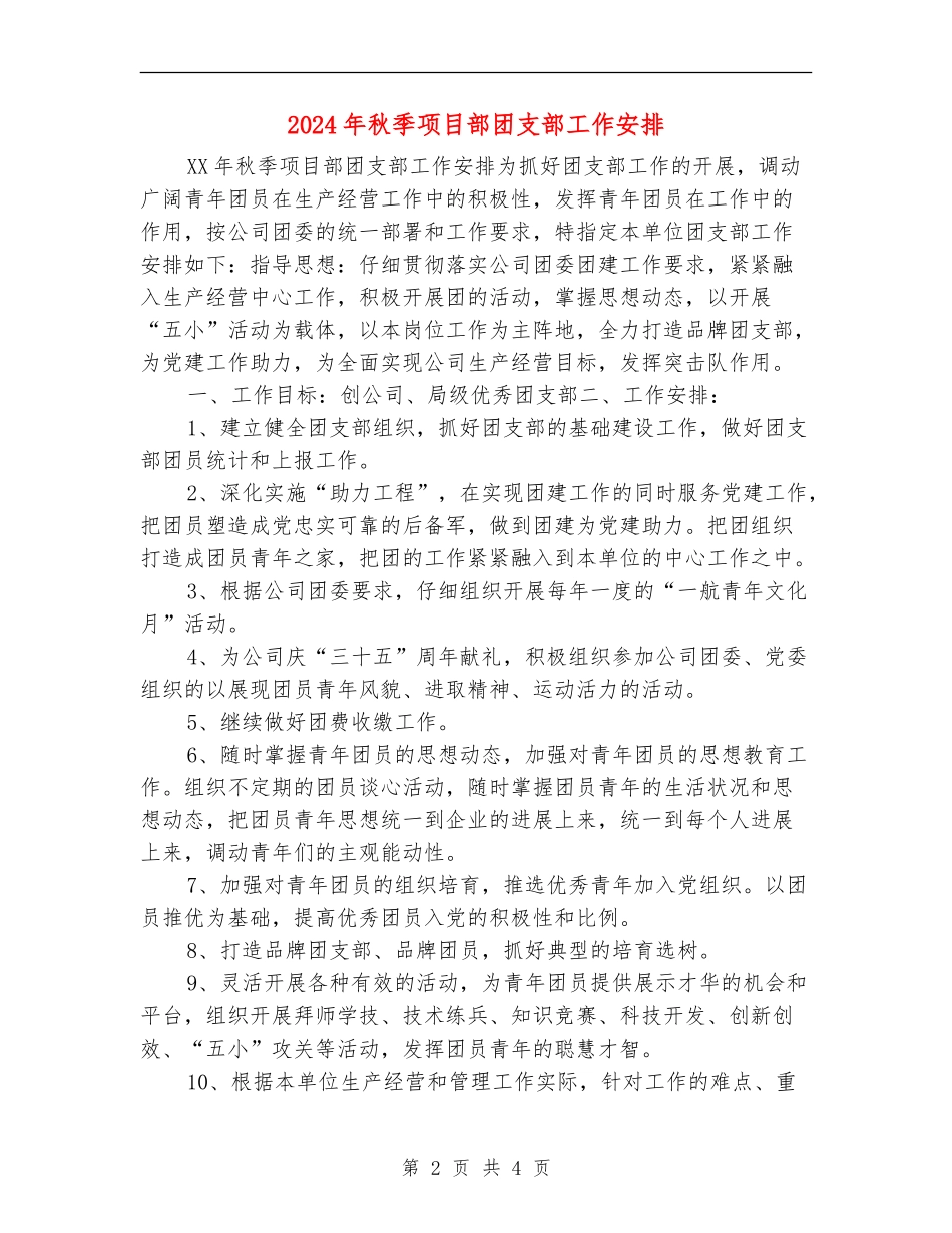 2024年秋季项目部团支部工作安排_第2页