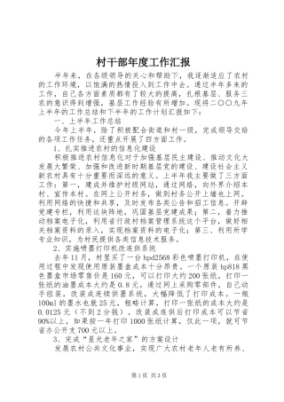 村干部年度工作汇报