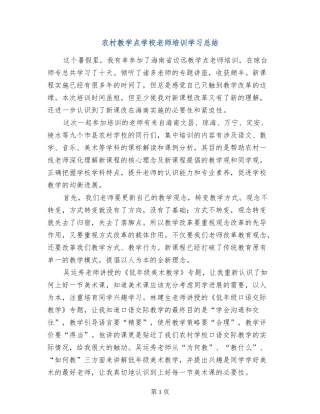 农村教学点小学教师培训学习总结