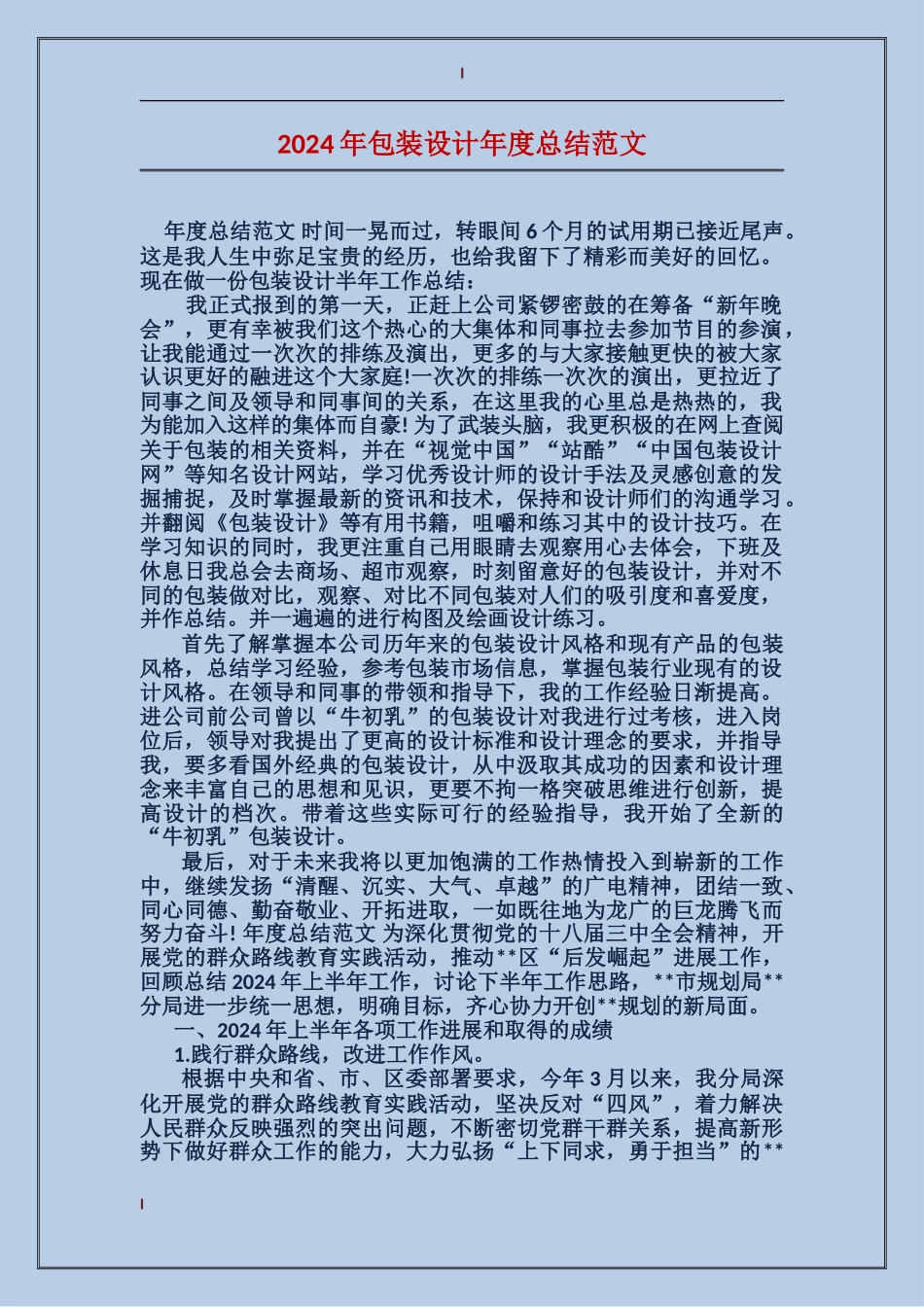 2024年包装设计年度总结范文_第1页