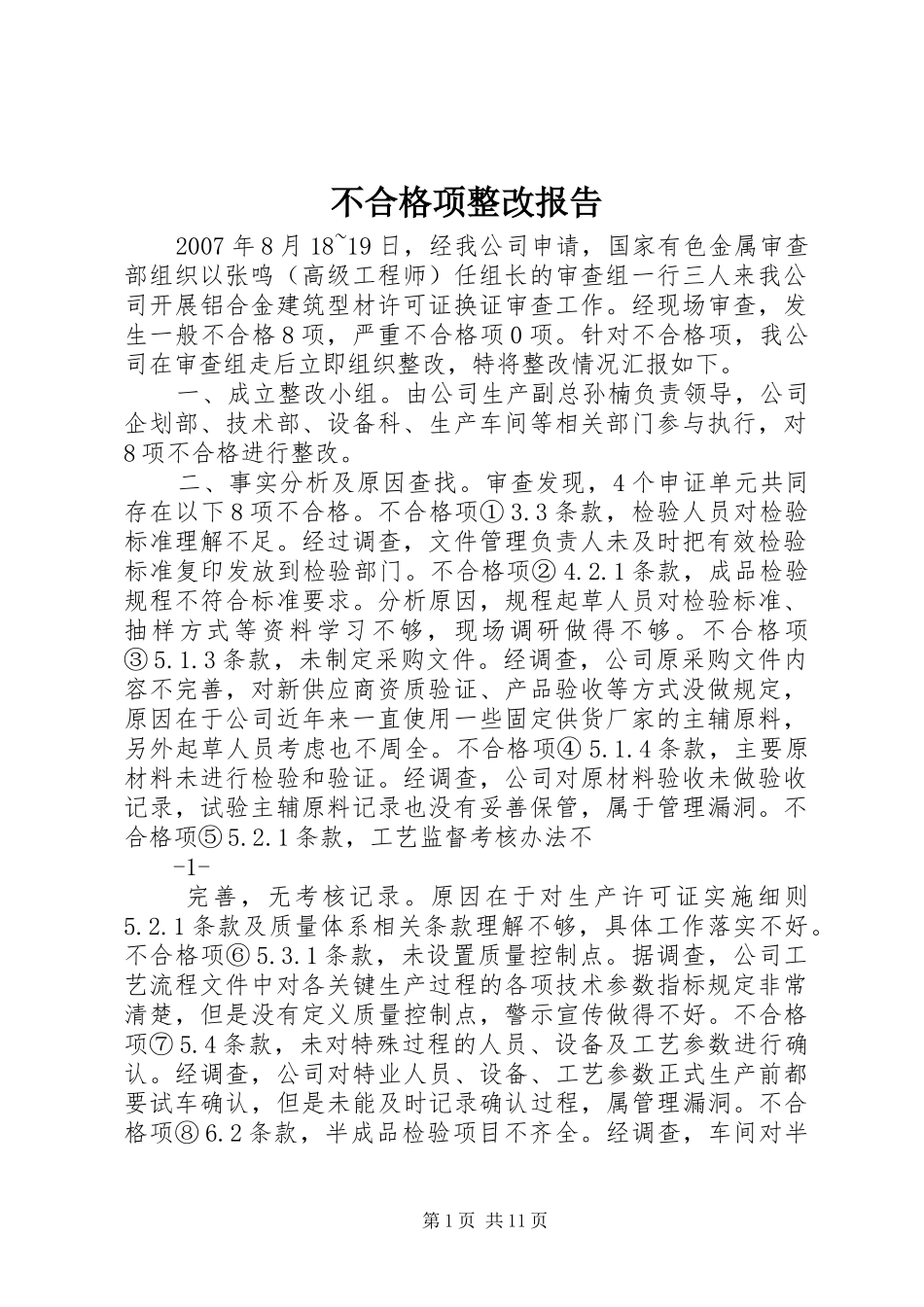 不合格项整改报告_第1页