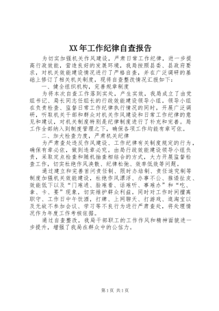 XX年工作纪律自查报告