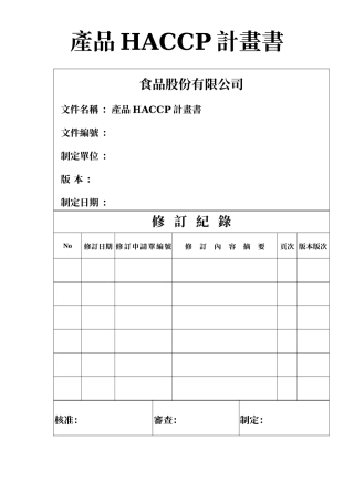 建立HACCP计画书