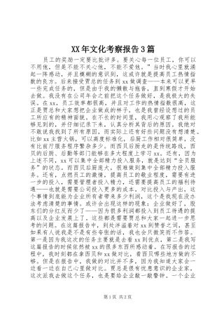 XX年文化考察报告3篇