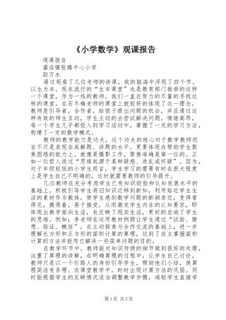 《小学数学》观课报告