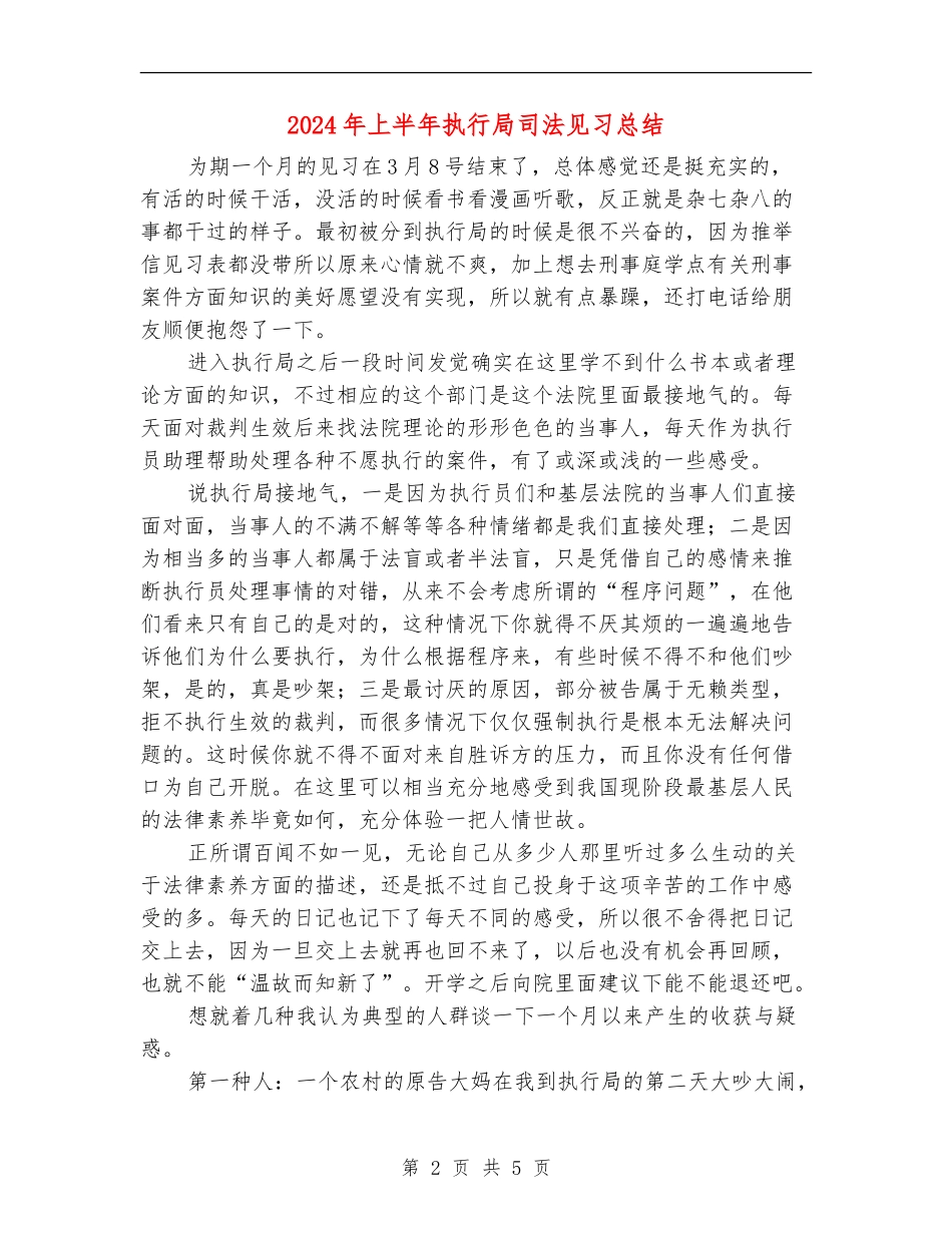 2024年上半年执行局司法见习总结_第2页