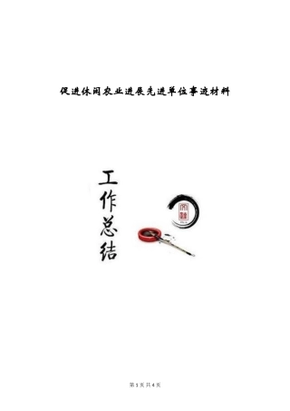 促进休闲农业发展先进单位事迹材料