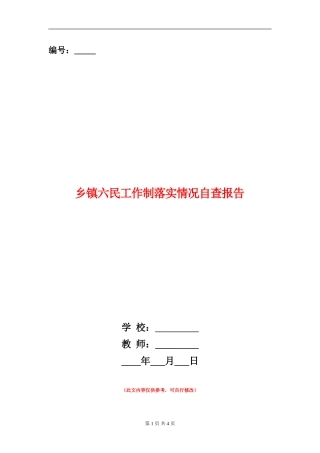 乡镇六民工作制落实情况自查报告