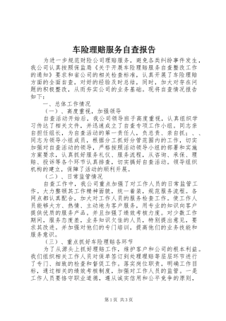 车险理赔服务自查报告