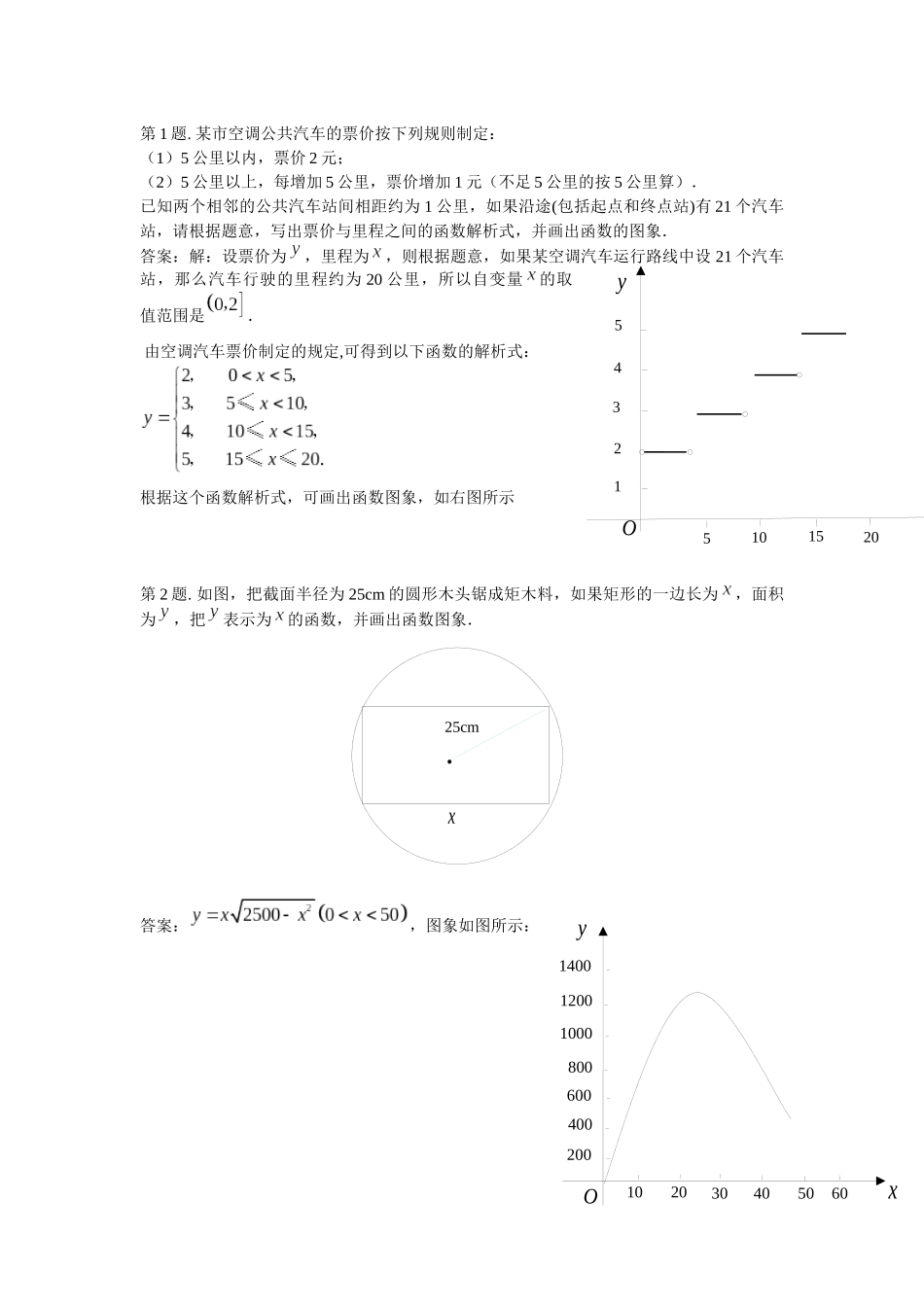 某市空调公共汽车的票价按下列规则制定_第1页