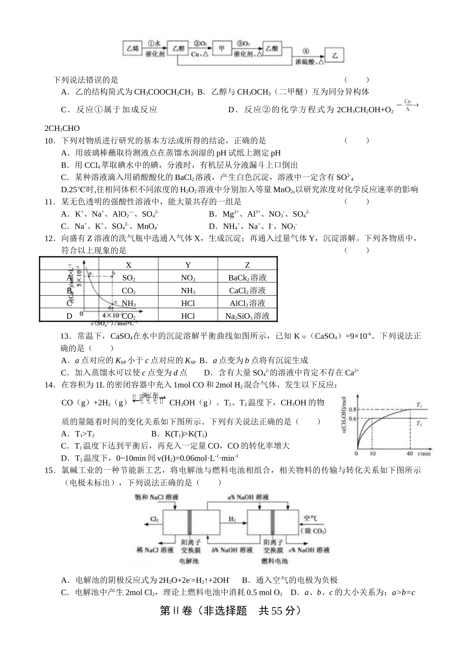 莆田市XXXX年高中毕业班教学质量检查化学试题(含答案)_第2页