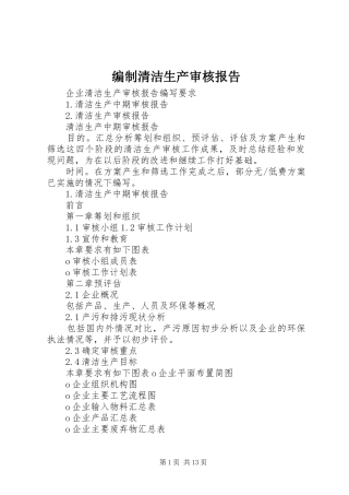 编制清洁生产审核报告