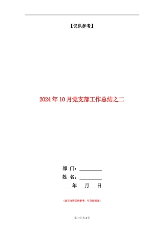 2024年10月党支部工作总结之二