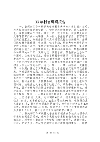 XX年村官调研报告