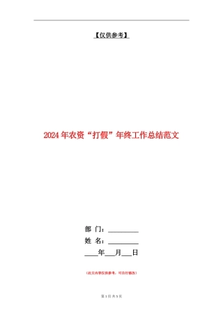 2024年农资“打假”年终工作总结范文