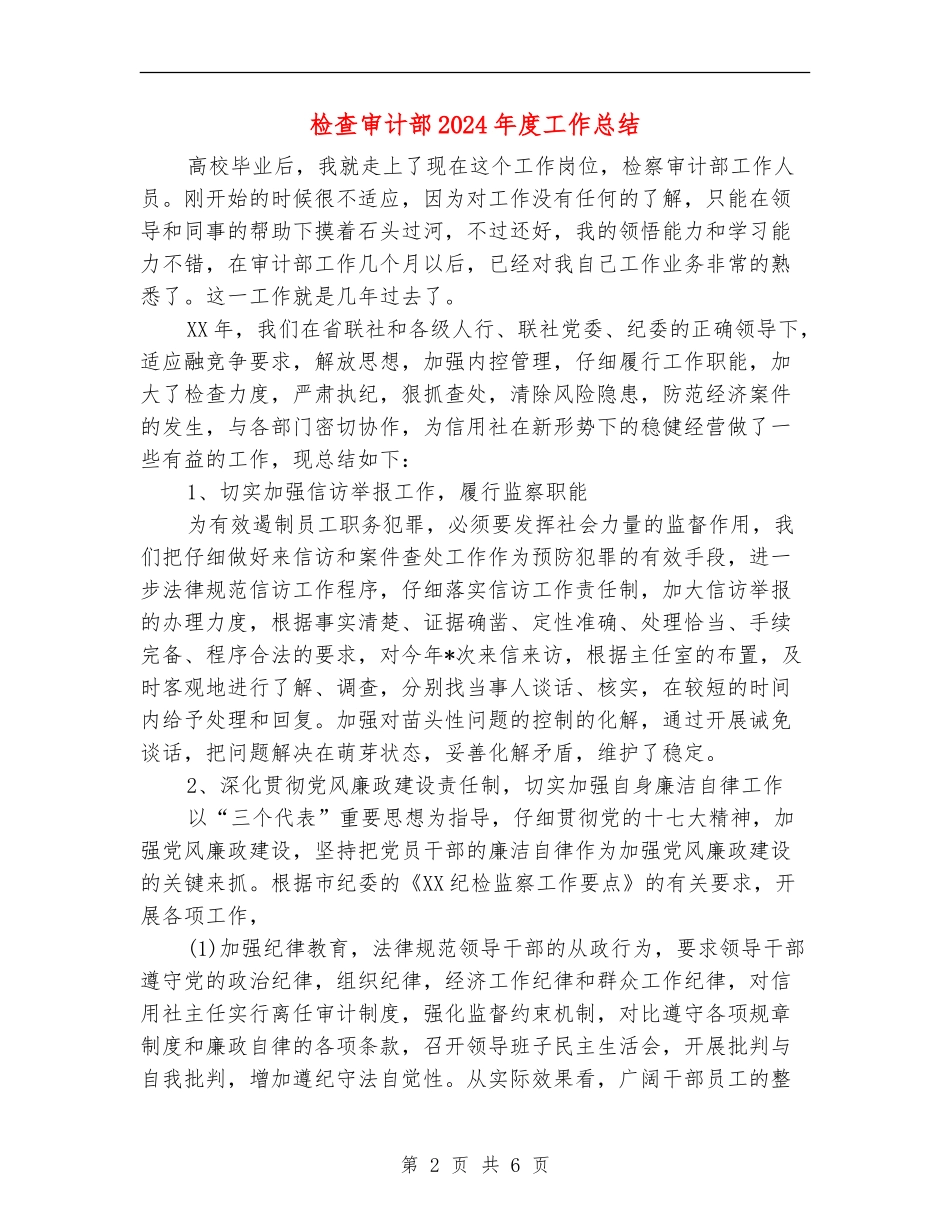 检查审计部2024年度工作总结_第2页