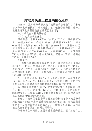财政局民生工程进展情况汇报