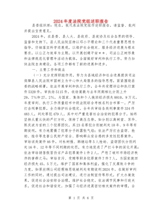 2024年度法院党组述职报告
