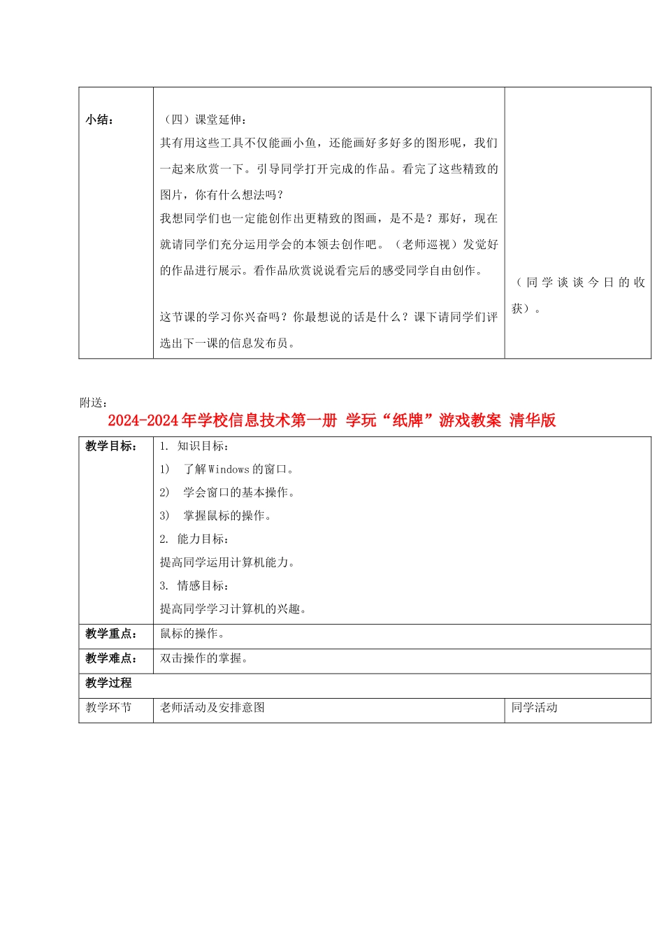 2024-2024年小学信息技术第一册-奇形怪状的热带鱼教案-清华版_第3页