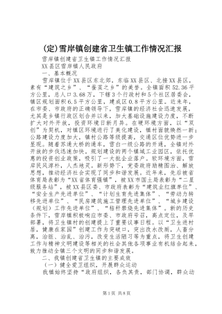 (定)雪岸镇创建省卫生镇工作情况汇报