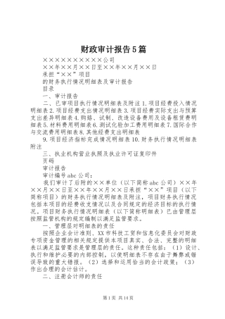 财政审计报告5篇