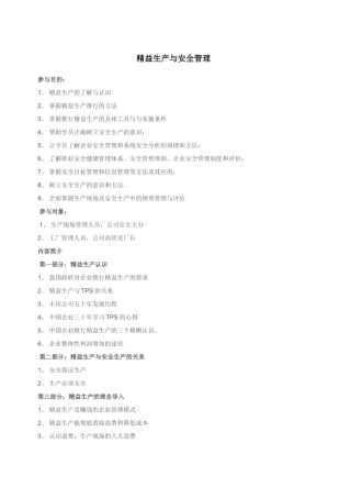 精益生产与安全管理 张小强