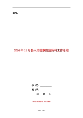 2024年11月县人民检察院监所科工作总结