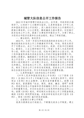 城管大队信息公开工作报告