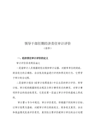 领导干部任期经济责任审计评价报告