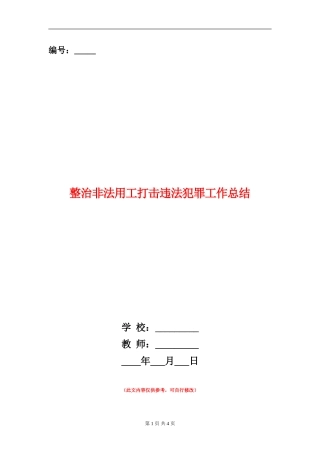 整治非法用工打击违法犯罪工作总结