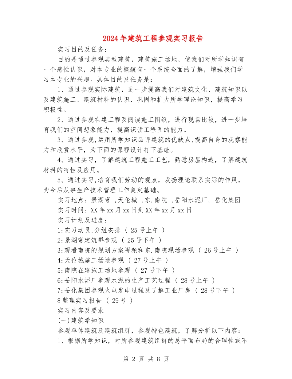 2024年建筑工程参观实习报告_第2页