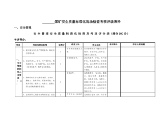 煤矿安全质量标准化检查表格