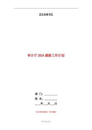 审计厅2024最新工作计划