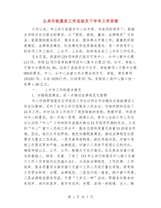 公共行政服务工作总结及下半年工作安排