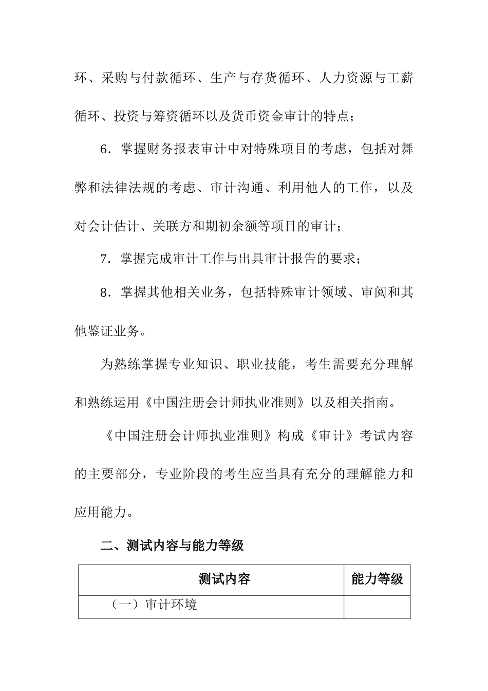 计师专业阶段考试大纲和样题之审计_第2页