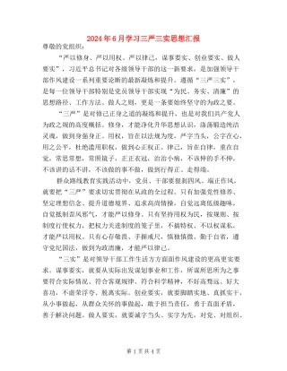 2024年6月学习三严三实思想汇报