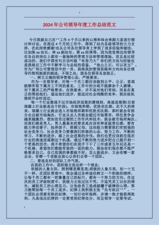 2017年公司领导年度工作总结范文