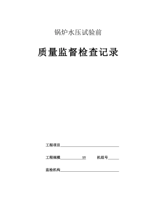 火电工程锅炉水压试验前质量监督检查记录典型表式