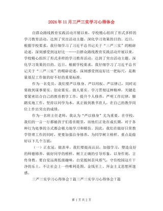 2024年11月三严三实学习心得体会