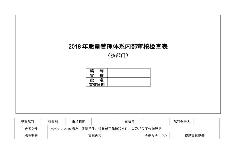 内审检查表(按部门)_第1页