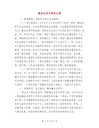 廉洁过两节情况汇报